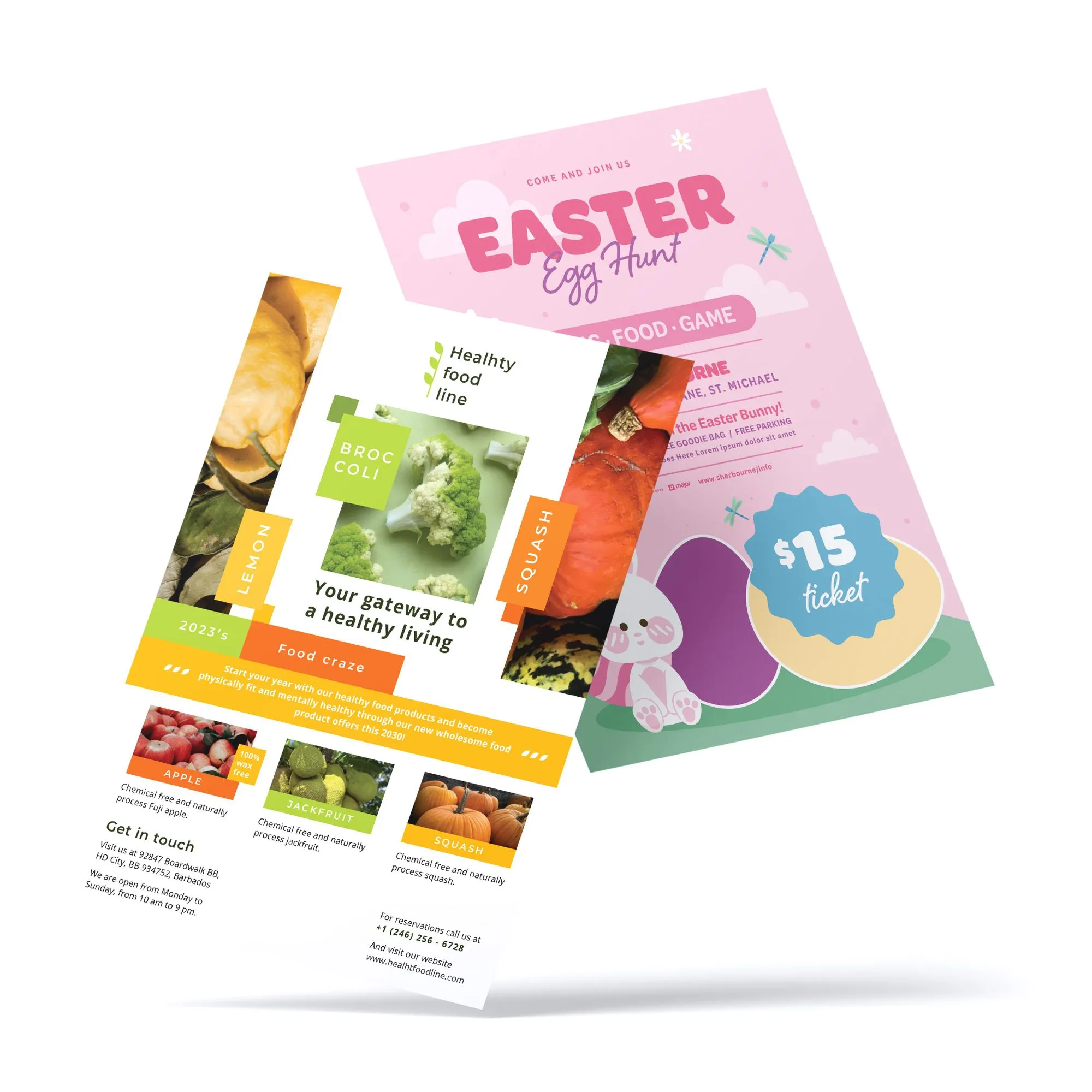 Custom printed flyers for distribution.