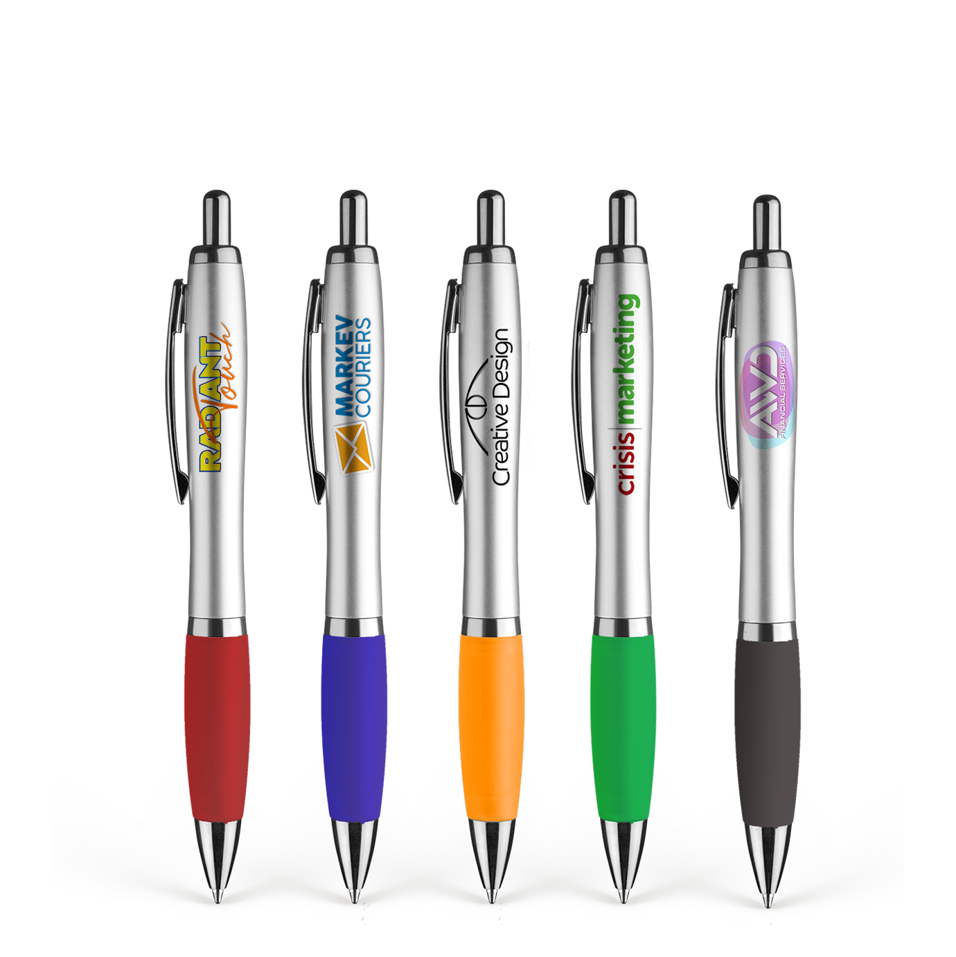 A set of high-quality click pens with a variety of colors and styles.