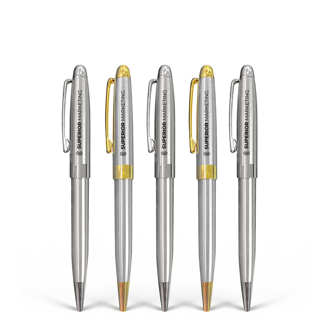 A set of high-quality executive pens with a variety of colors and styles.