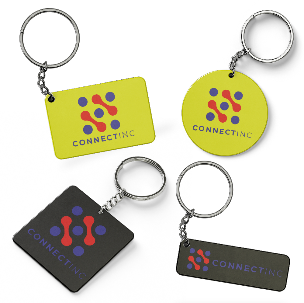 Personalized keyrings for gifts.