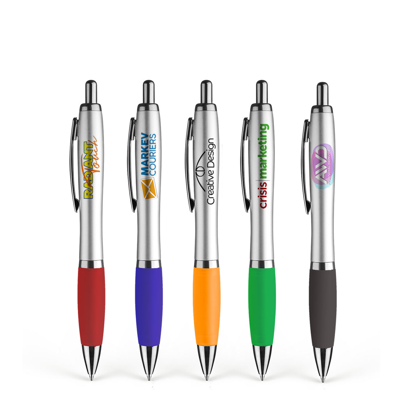 A set of high-quality click pens with a variety of colors and styles.