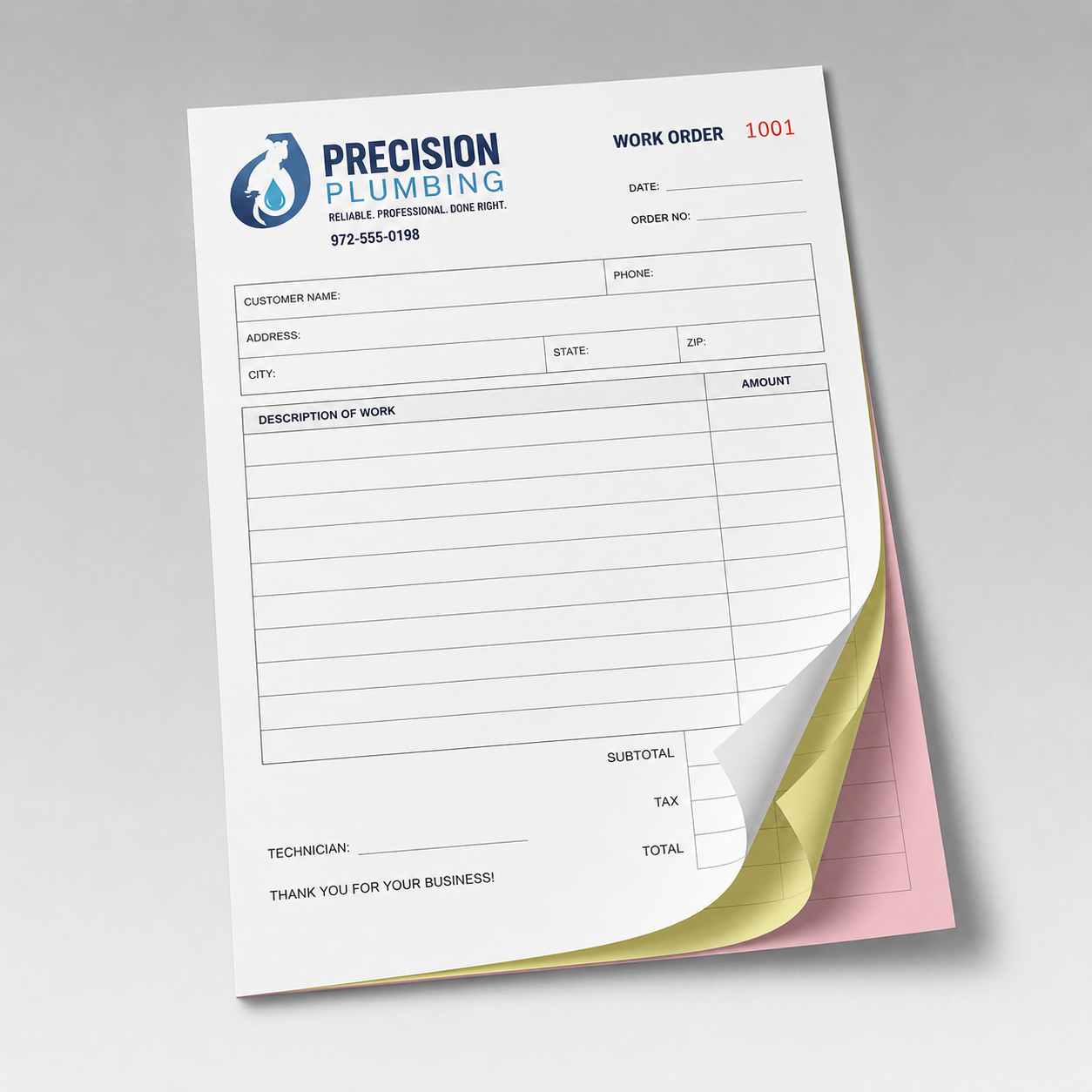 3-part NCR Forms with Variable Numbering