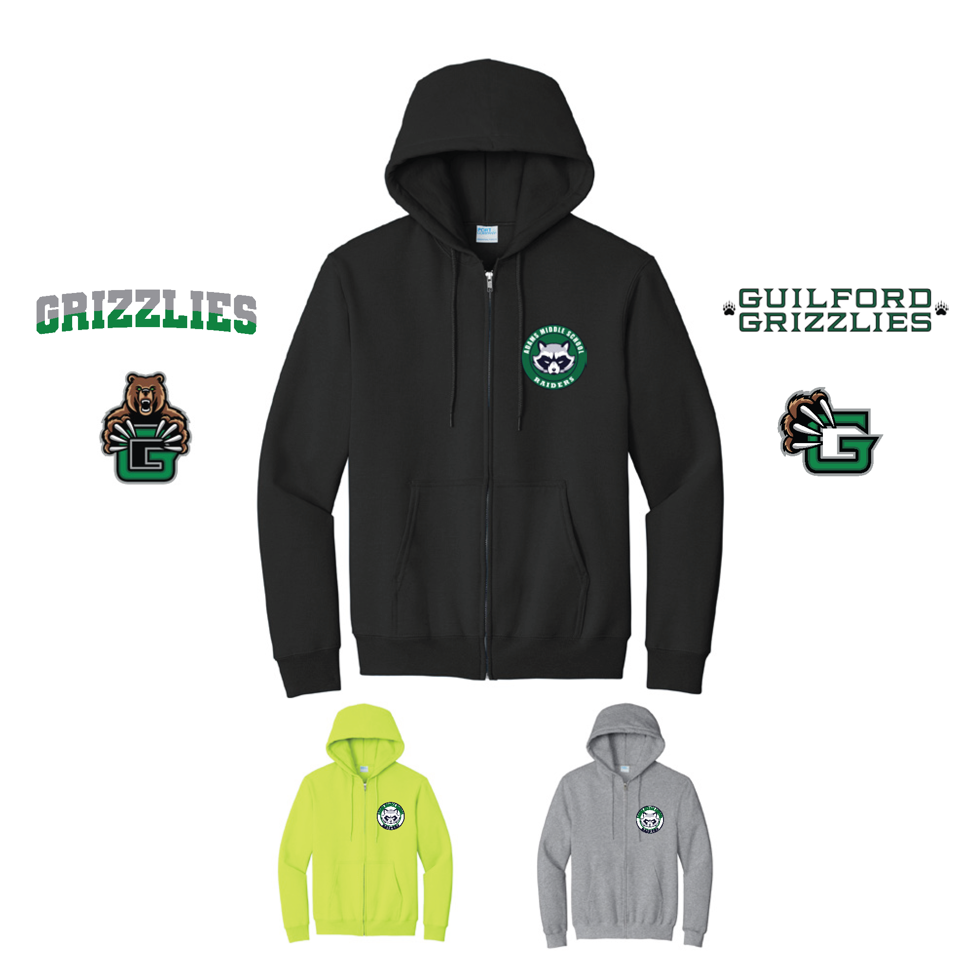 Zippered Hooded Sweatshirt