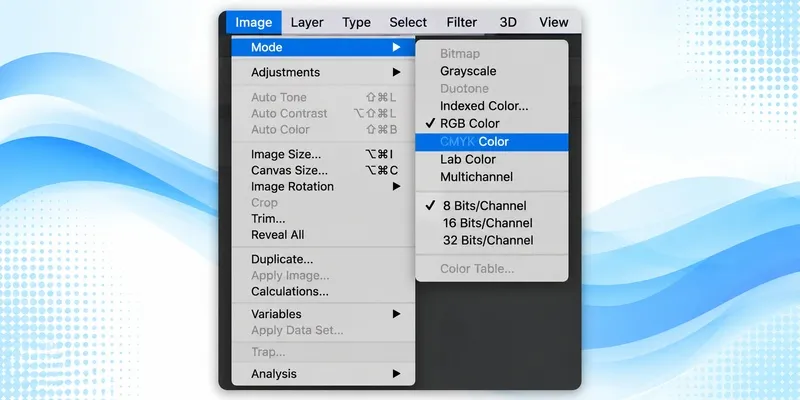 Photoshop Image Mode CMYK menu