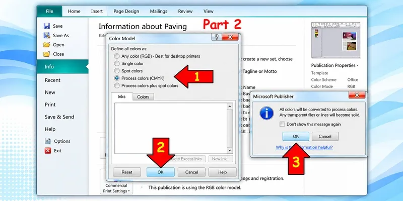 Publisher convert to CMYK step 2