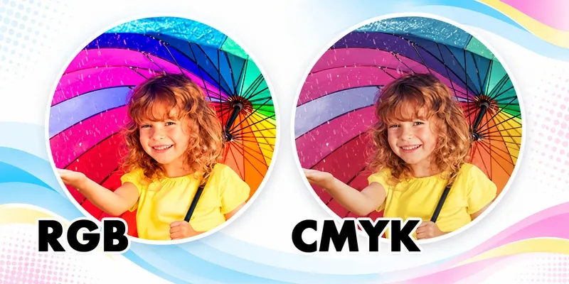 Umbrella girl RGB to CMYK shift