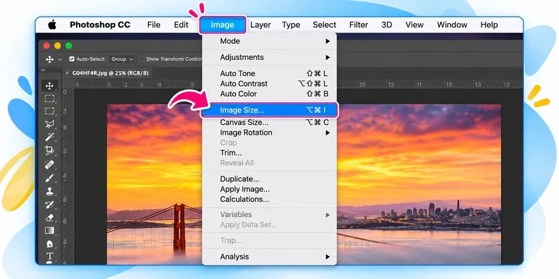 Photoshop image size menu