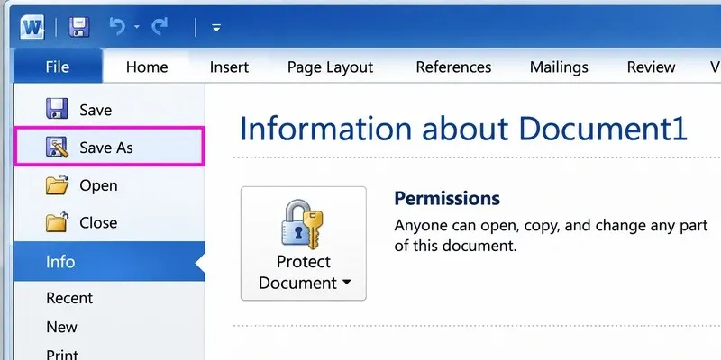 Word save as option