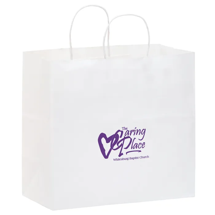 White Kraft Paper Take-Out Twisted Paper Handle Shopper |13x7x12 3/4|