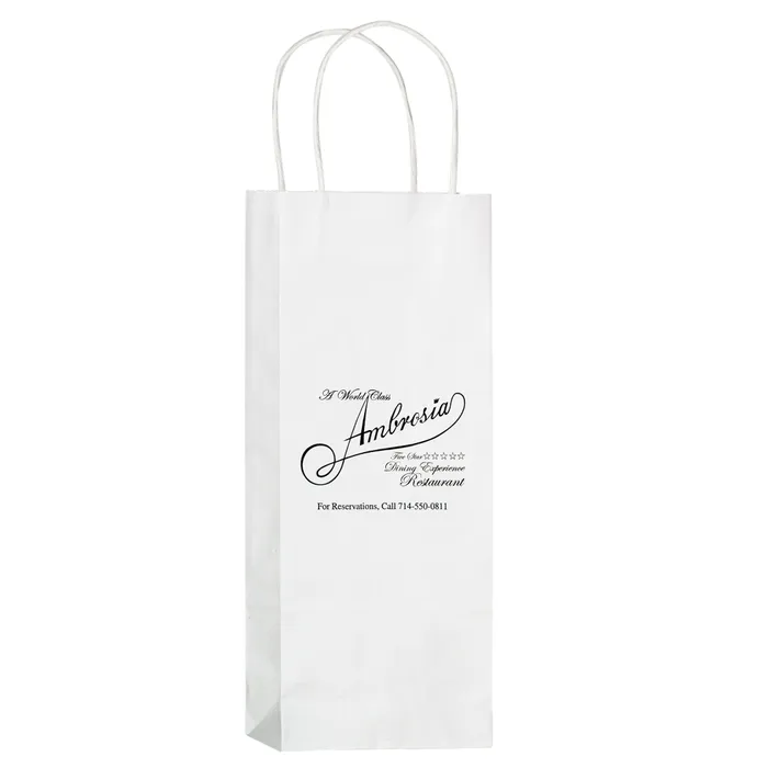 White Kraft Paper Wine Tote - 1 Bottle |5 1/2x3 1/4x12 1/2|