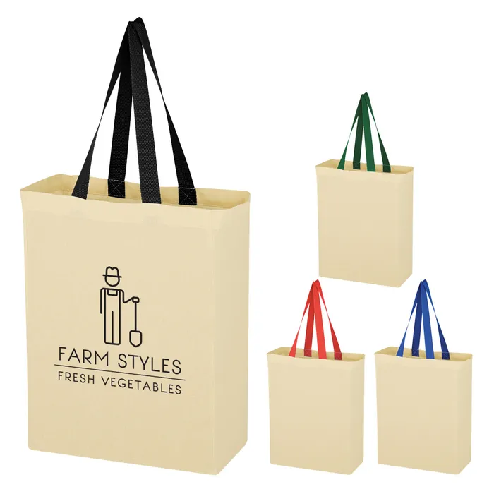 Natural 5 oz. Cotton Canvas Grocery Tote Bag
