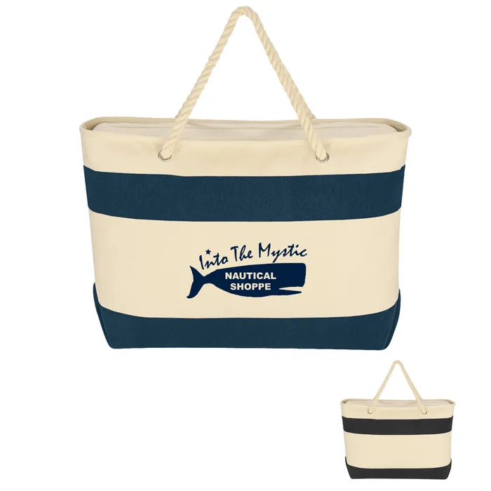 Large Cruising 16 oz. Cotton Canvas Tote Bag With Rope Handles