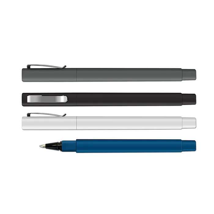 Cubix - Square Barrel Rubberized Ball Point Pen with Metal Clip
