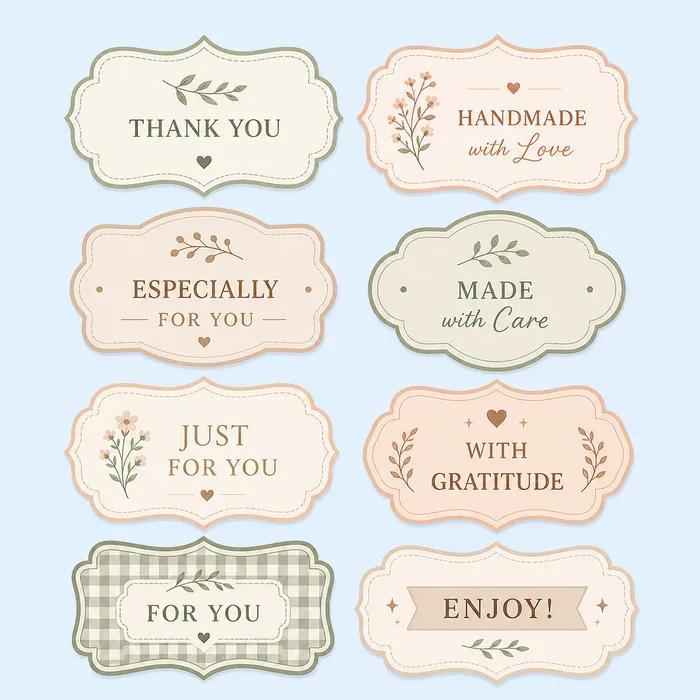 Product Labels on Sheets Design