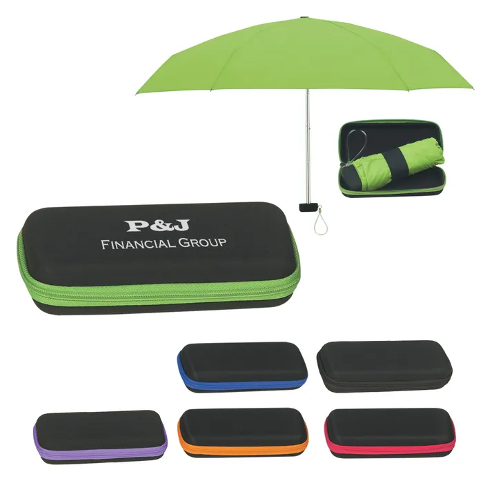 37" Arc Telescopic Folding Travel Umbrella With Eva Case