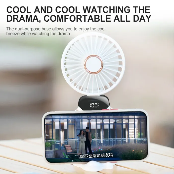 Rechargeable Digital Display Folding USB Fan 5
