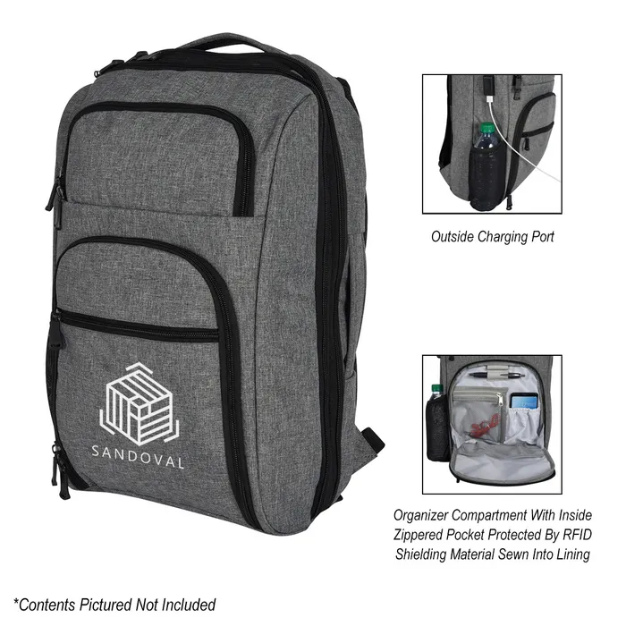 Heathered RFID Laptop Backpack & Briefcase 2