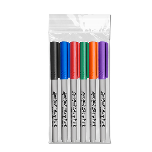 Fine Tip Permanent Marker 6 Pack - USA Made