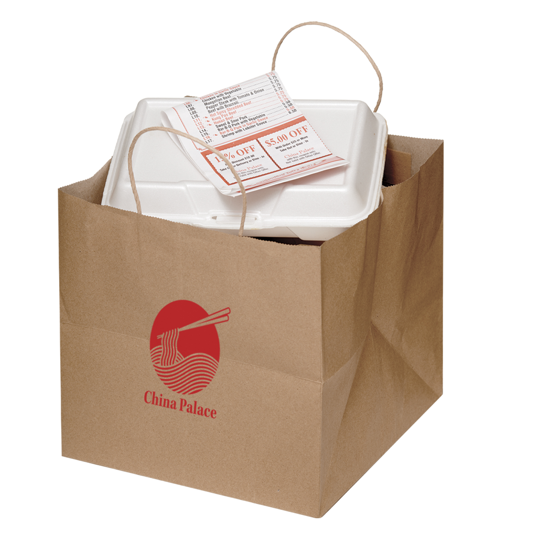 Natural Kraft Twisted Paper Handle Take Out Bag (10x10x10)