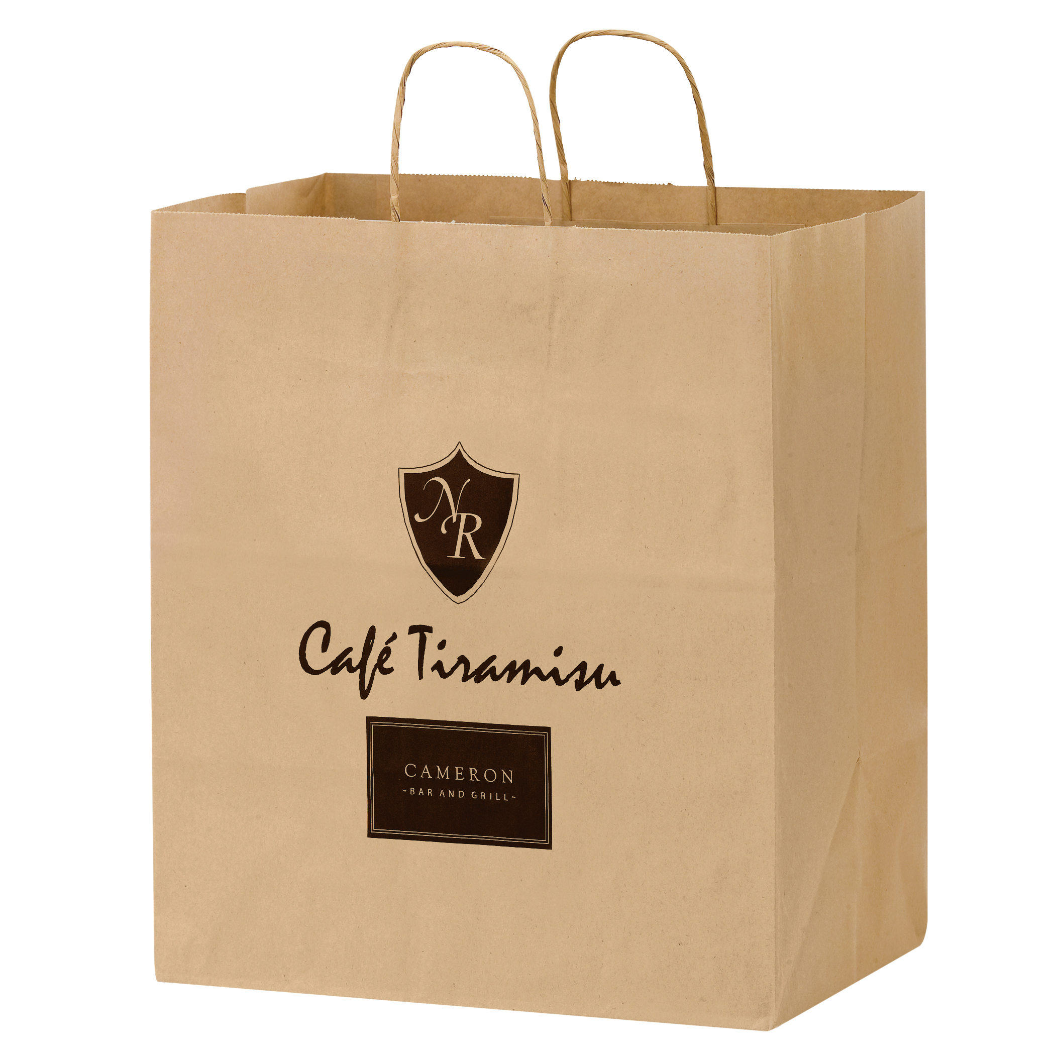 Natural Kraft Paper Take-Out Twisted Paper Handle Shopper |14 1/2x9 1/2x16 1/4|
