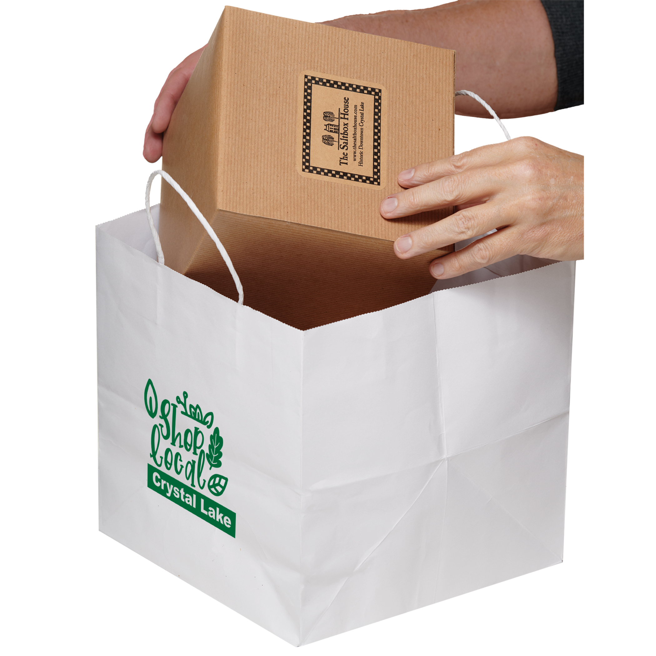 White Kraft Twisted Paper Handle Take Out Bag |10x10x10|