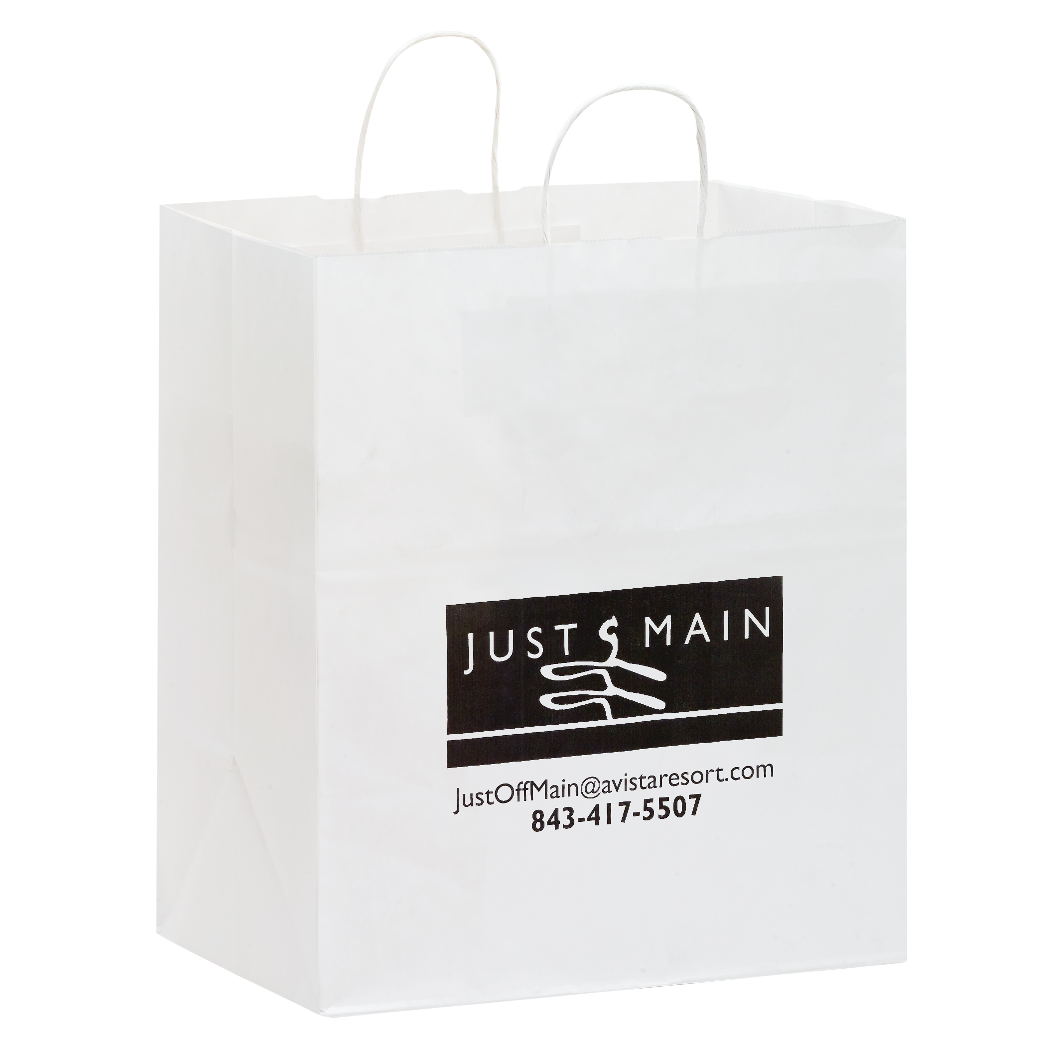 White Kraft Paper Take-Out Twisted Paper Handle Shopper |14 1/2x9 1/2x16 1/4|