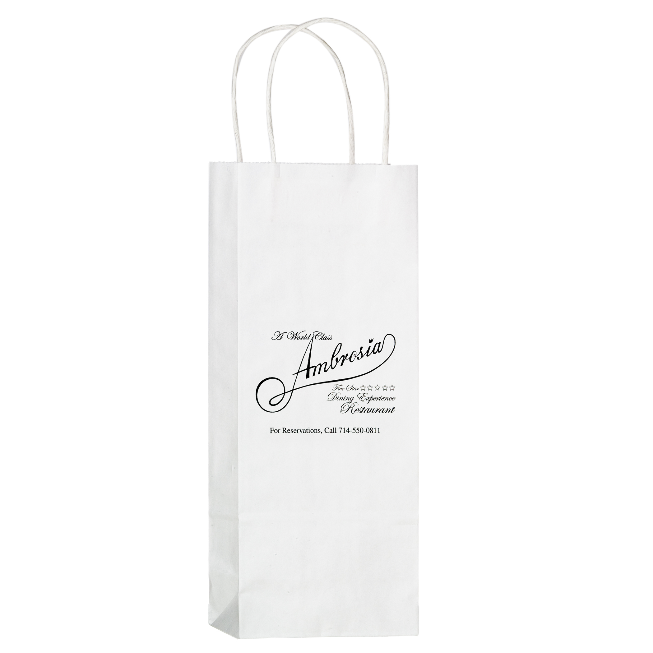 White Kraft Paper Wine Tote - 1 Bottle |5 1/2x3 1/4x12 1/2|