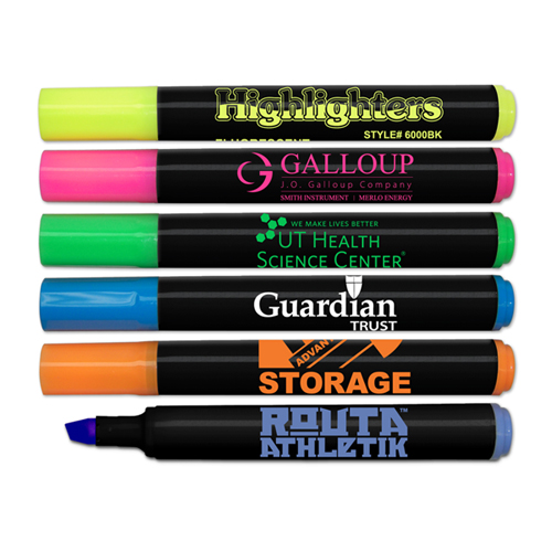 Brite Spots® Fluorescent Highlighters with Black Barrel - USA Made