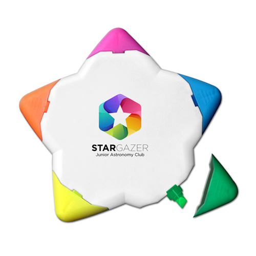 Star-Lighter™ - 5 Color Star Shaped Highlighter - Full Color Decal