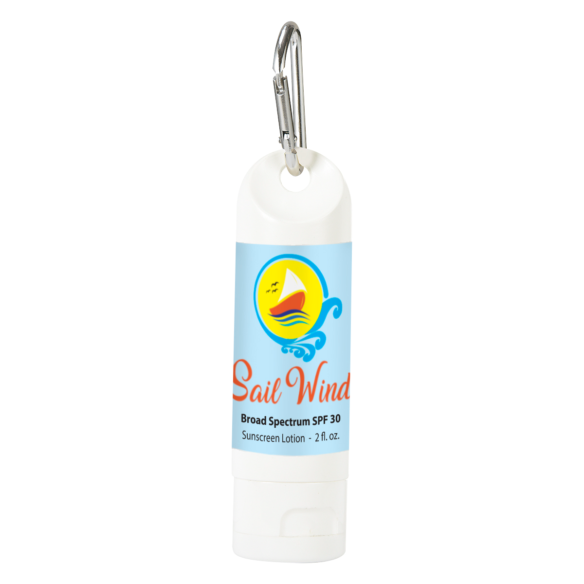 2 Oz. SPF 30 Sunscreen Lotion Carabiner Bottle