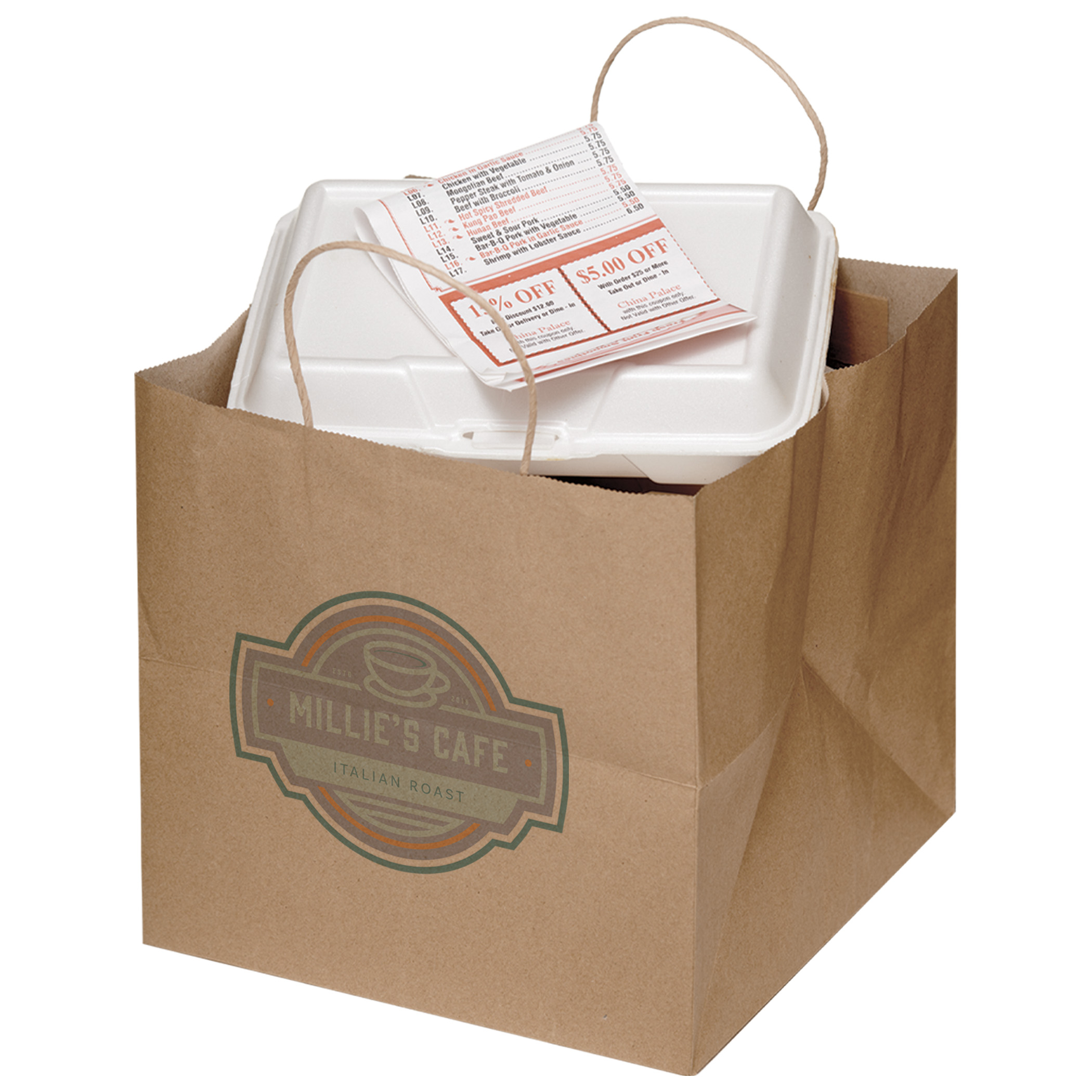 Natural Kraft Twisted Paper Handle Shopper - DIGITAL SPLASH |10x10x10|