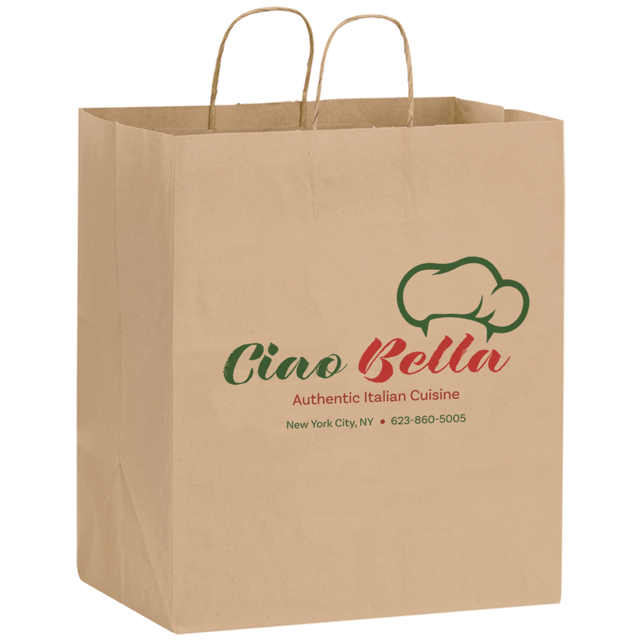 Natural Kraft Twisted Paper Handle Shopper - DIGITAL SPLASH |14 1/2x9 1/2x16 1/4|
