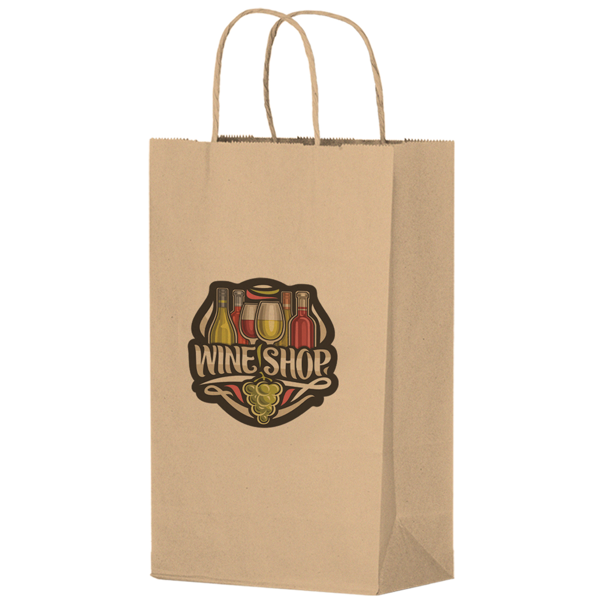 Natural Kraft Twisted Paper Handle Shopper - DIGITAL SPLASH |8 1/4x4 3/4x13 5/8|