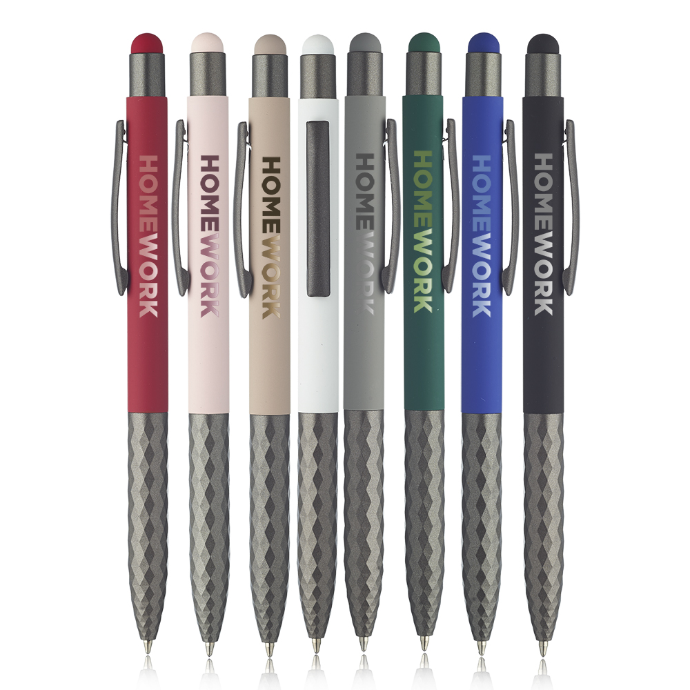 Geometric Aluminum Ball Point Pens with Stylus