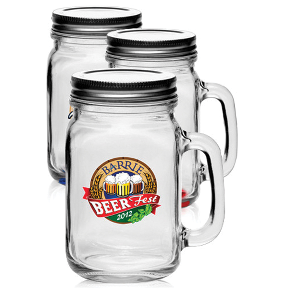 16 oz. Libbey Handle Mason Jars with Lids