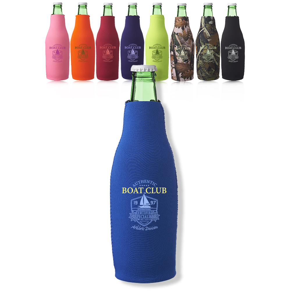 Neoprene Zippered Beer Bottle Custom Coolies