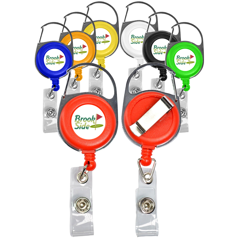 Retractable Carabiner Badge Reel with Belt Clip
