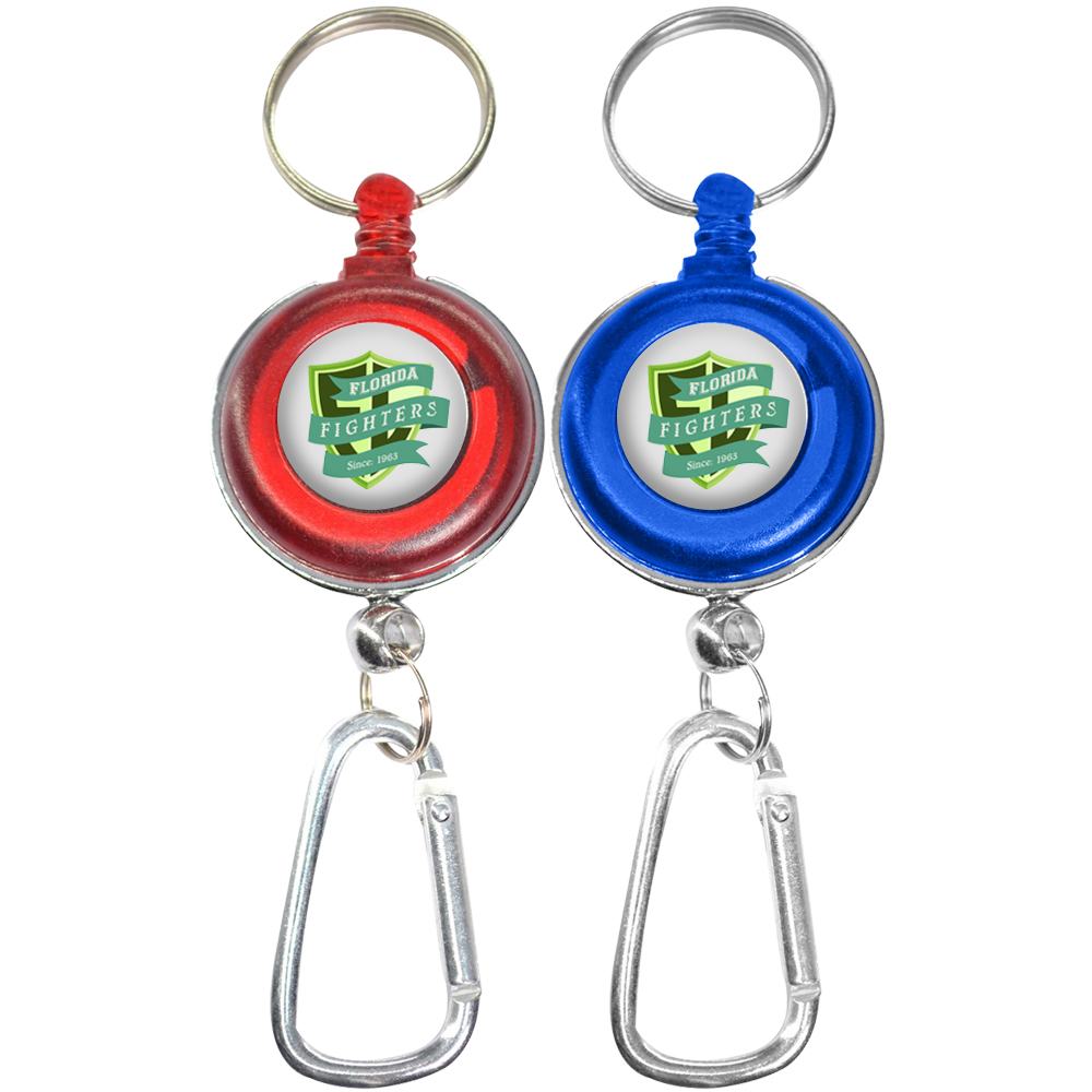 Transparent Badge Reel with Carabiner and Keyring
