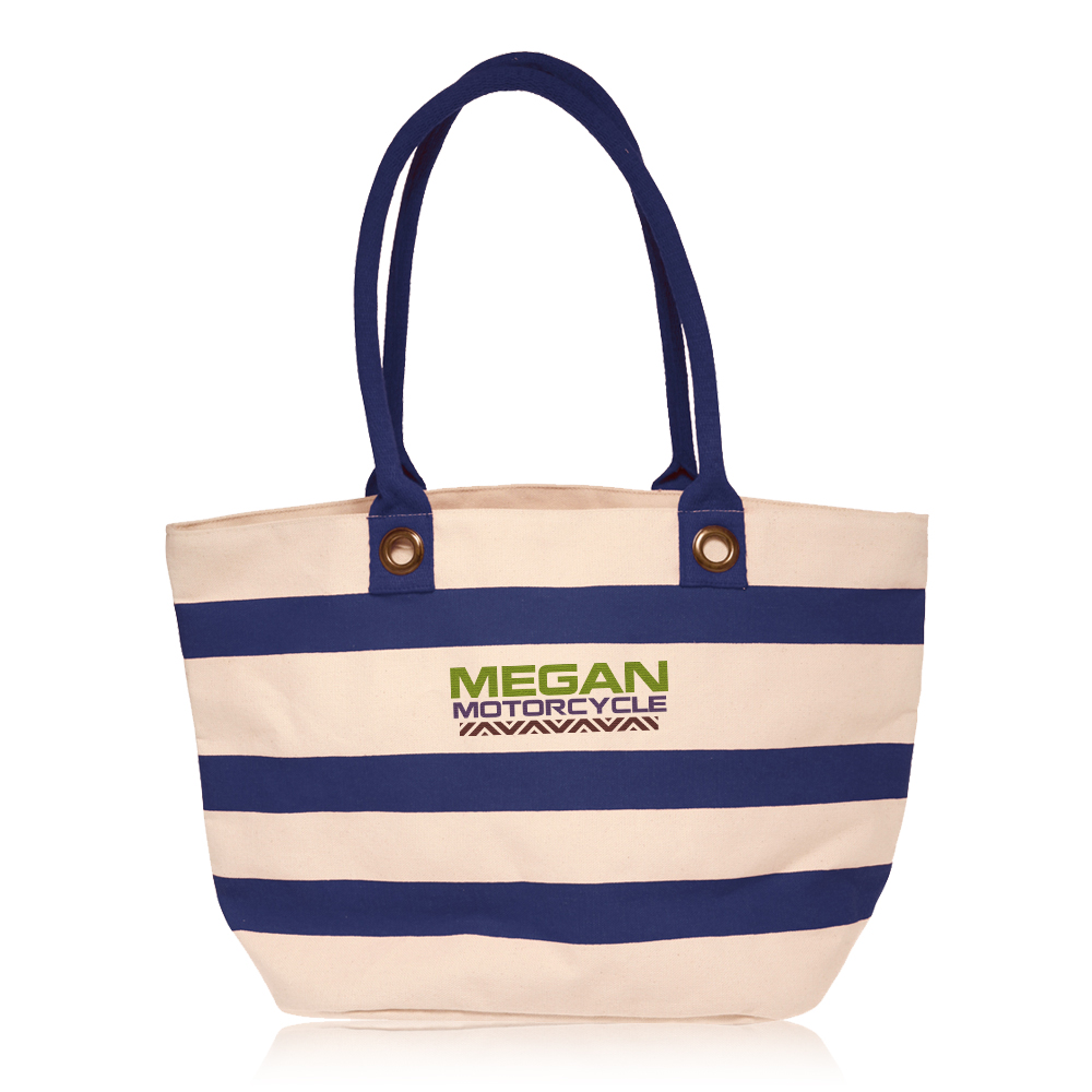 18.25W x 11H inch Striped Sailor Canvas Tote Bags