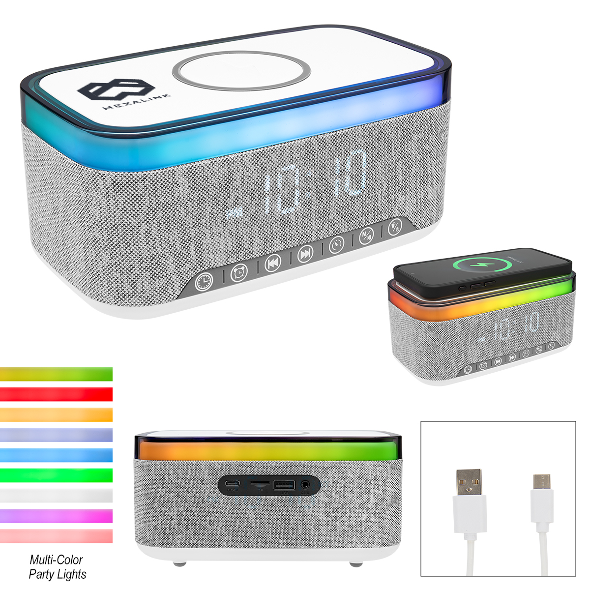Rise & Shine Clock With Light-Up Speaker & Charger
