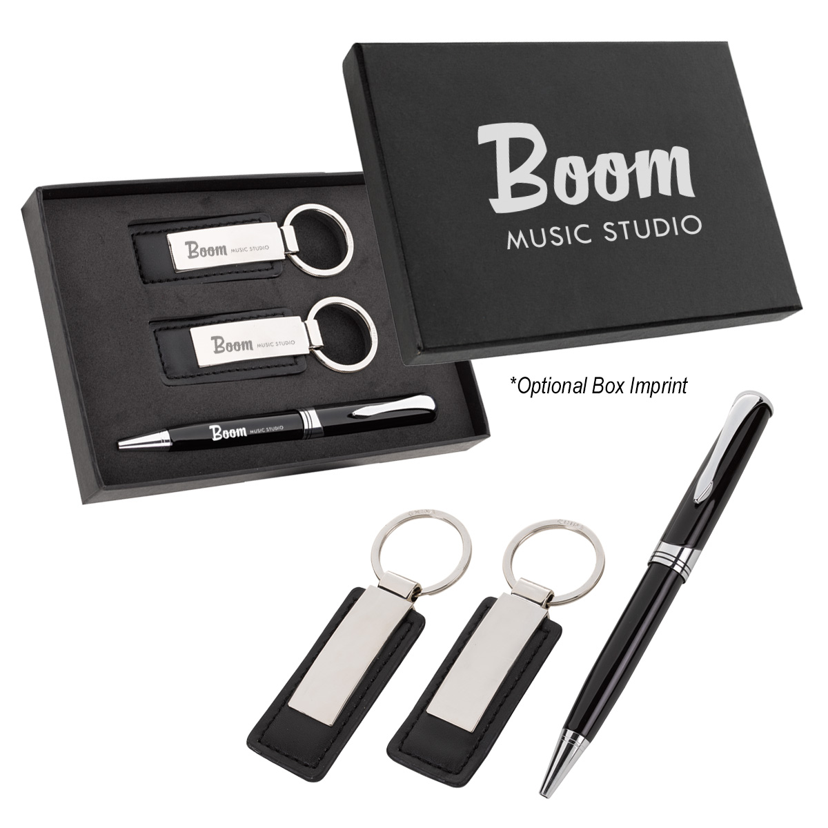 Executive Pen And Leatherette Key Tag Gift Set