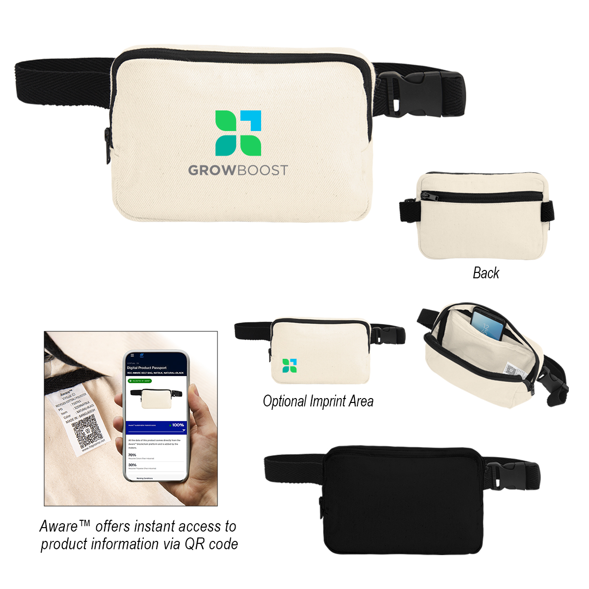 Aware™ 10 Oz. Recycled Cotton Canvas Belt Bag