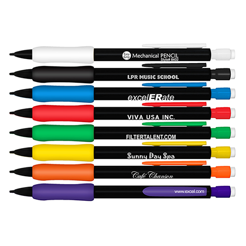Mechanical Pencils - Black Barrel with Rubber Grip & # 2 HB Leads - Refillable