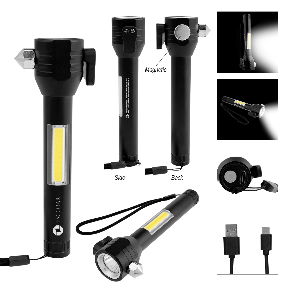 Safety Tool With Rechargeable COB Flashlight 2.0 2