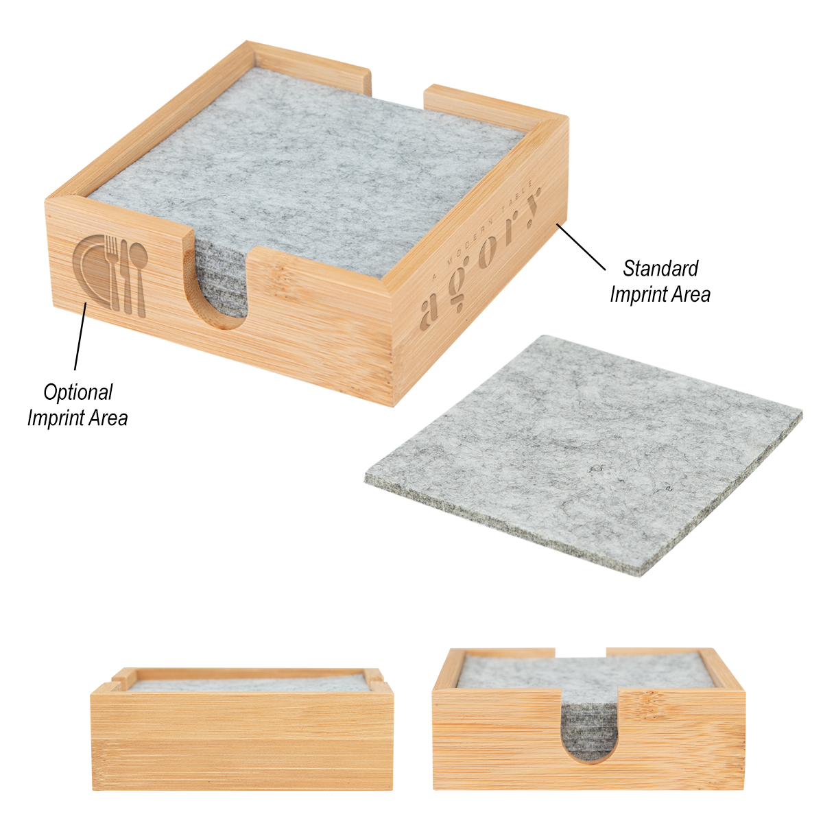 Bamboo & Recycled Felt Coaster Set 2