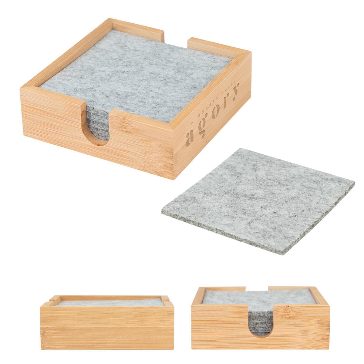 Bamboo & Recycled Felt Coaster Set 1