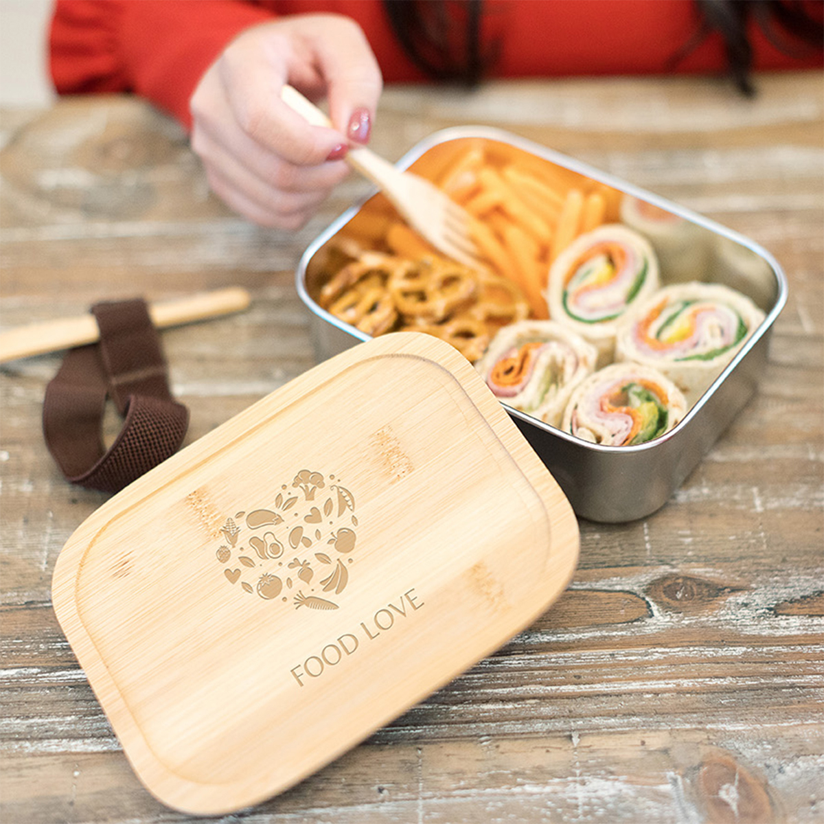 Sophisticate Stainless & Bamboo Bento Box 3
